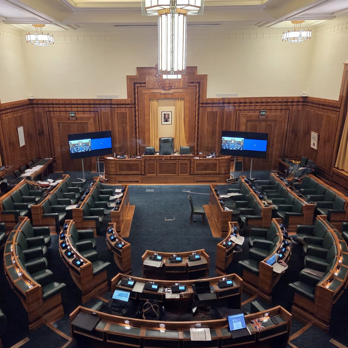 The council chamber at Hackney Town Hall, where planning committee decisions are made.